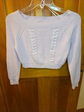 Fashion Nova Light Lavender Cable-Panel Boatneck Women's Crop Sweater